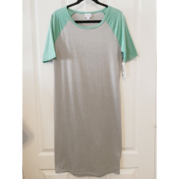 LuLaRoe T-shirt Dress Julia size L gray and green - Picture 1 of 11